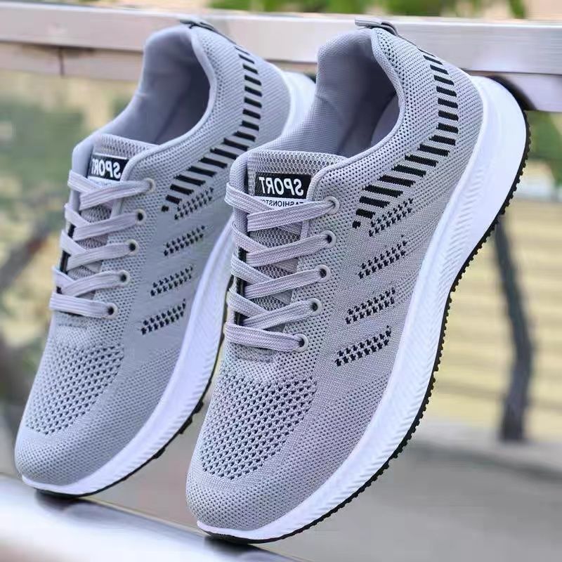 Men's Shoes 2026 Sports Shoes Summer Breathable Mesh Shoes Versatile Men's Casual Shoes Running Shoes Cross-Border Fly-Knit Trendy Shoes