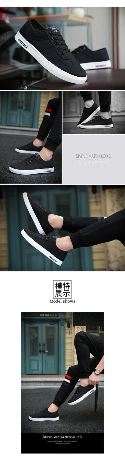 Summer Men's Shoes 2024 New Casual Canvas Flat Shoes Breathable Versatile Height-Increasing Men's Cloth Shoes Sports Trendy Shoes