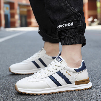 Men's Shoes 2026 Spring New Men's Sports Trendy Shoes Soft Sole College Style Leather Surface White Shoes Ins Fashion Casual