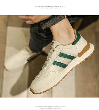 Men's Shoes 2026 Spring New Men's Sports Trendy Shoes Soft Sole College Style Leather Surface White Shoes Ins Fashion Casual