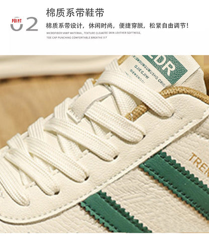 Men's Shoes 2026 Spring New Men's Sports Trendy Shoes Soft Sole College Style Leather Surface White Shoes Ins Fashion Casual