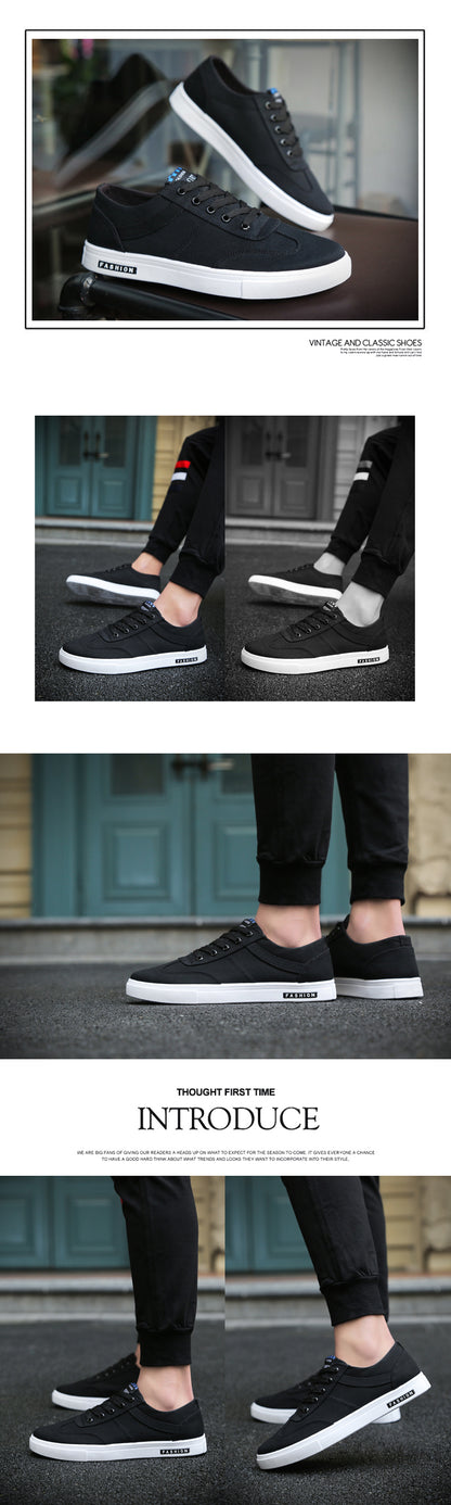 Summer Men's Shoes 2024 New Casual Canvas Flat Shoes Breathable Versatile Height-Increasing Men's Cloth Shoes Sports Trendy Shoes