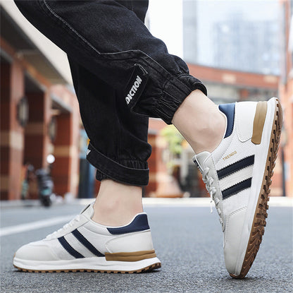 Men's Shoes 2026 Spring New Men's Sports Trendy Shoes Soft Sole College Style Leather Surface White Shoes Ins Fashion Casual
