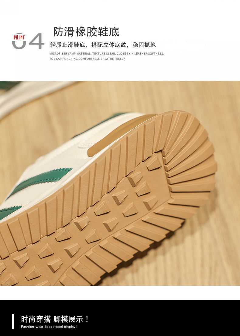 Men's Shoes 2026 Spring New Men's Sports Trendy Shoes Soft Sole College Style Leather Surface White Shoes Ins Fashion Casual