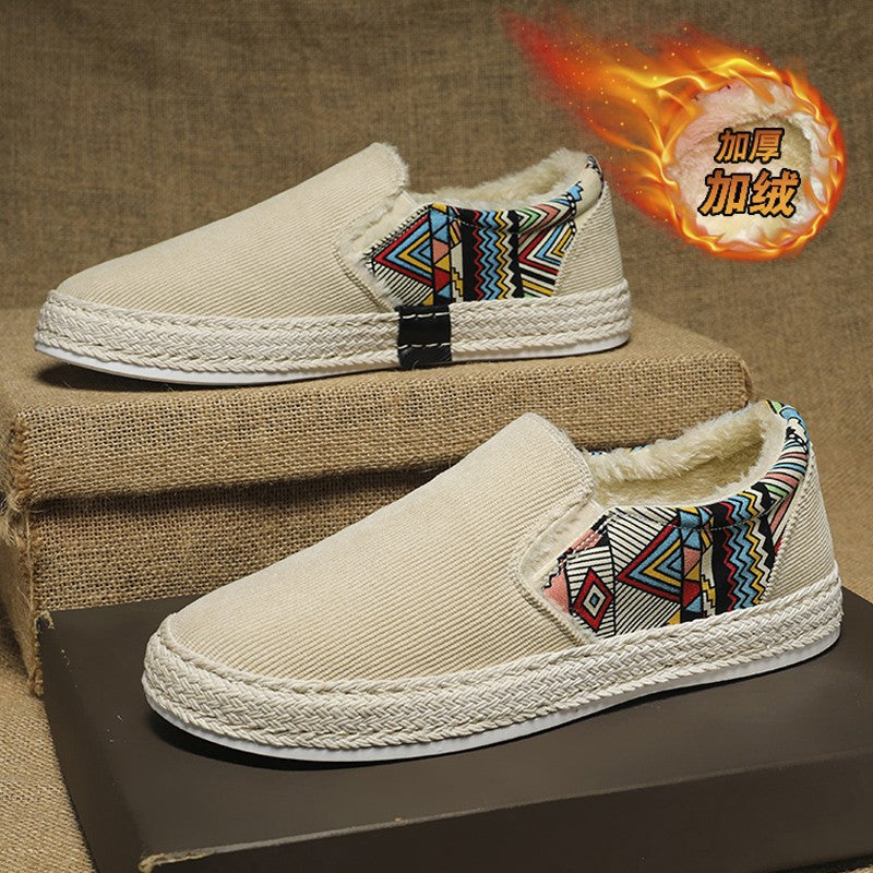 Summer Men's Shoes 2024 New Casual Canvas Flat Shoes Breathable Versatile Height-Increasing Men's Cloth Shoes Sports Trendy Shoes
