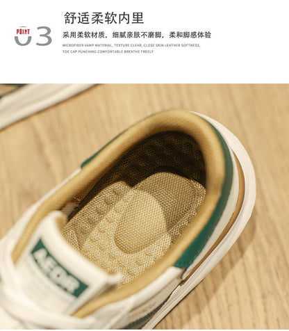 Men's Shoes 2026 Spring New Men's Sports Trendy Shoes Soft Sole College Style Leather Surface White Shoes Ins Fashion Casual