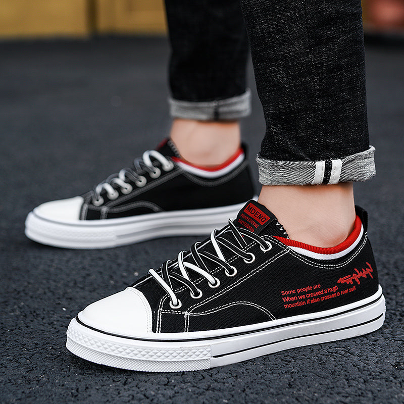 Summer Men's Shoes 2024 New Casual Canvas Flat Shoes Breathable Versatile Height-Increasing Men's Cloth Shoes Sports Trendy Shoes