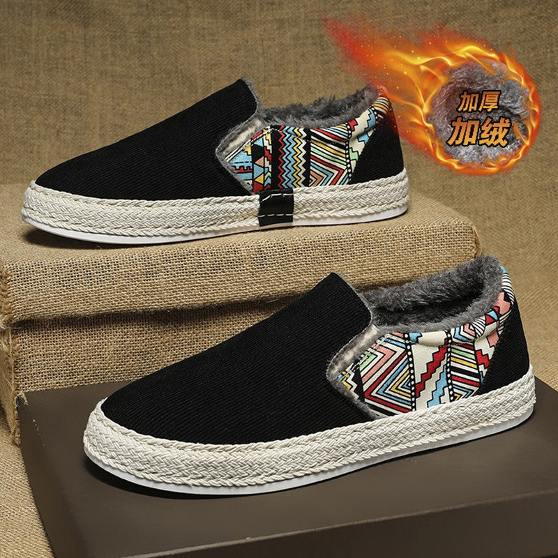 Summer Men's Shoes 2024 New Casual Canvas Flat Shoes Breathable Versatile Height-Increasing Men's Cloth Shoes Sports Trendy Shoes