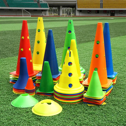 Perforated Cones Soccer 10PCS  Training Roadblocks Multi Function Obstacle Barrels Traffic Agilitys Cones Windproof Marker Roller