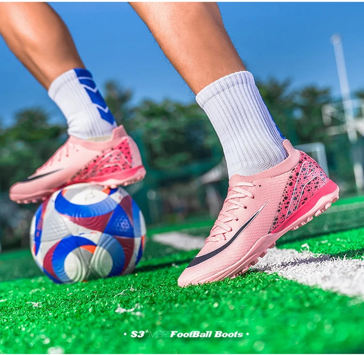 Soccer Cleats for Men Women AG/TF Breathable Cushioned Insole Anti-Slip Outdoor Sports Artificial Grass Football Boots